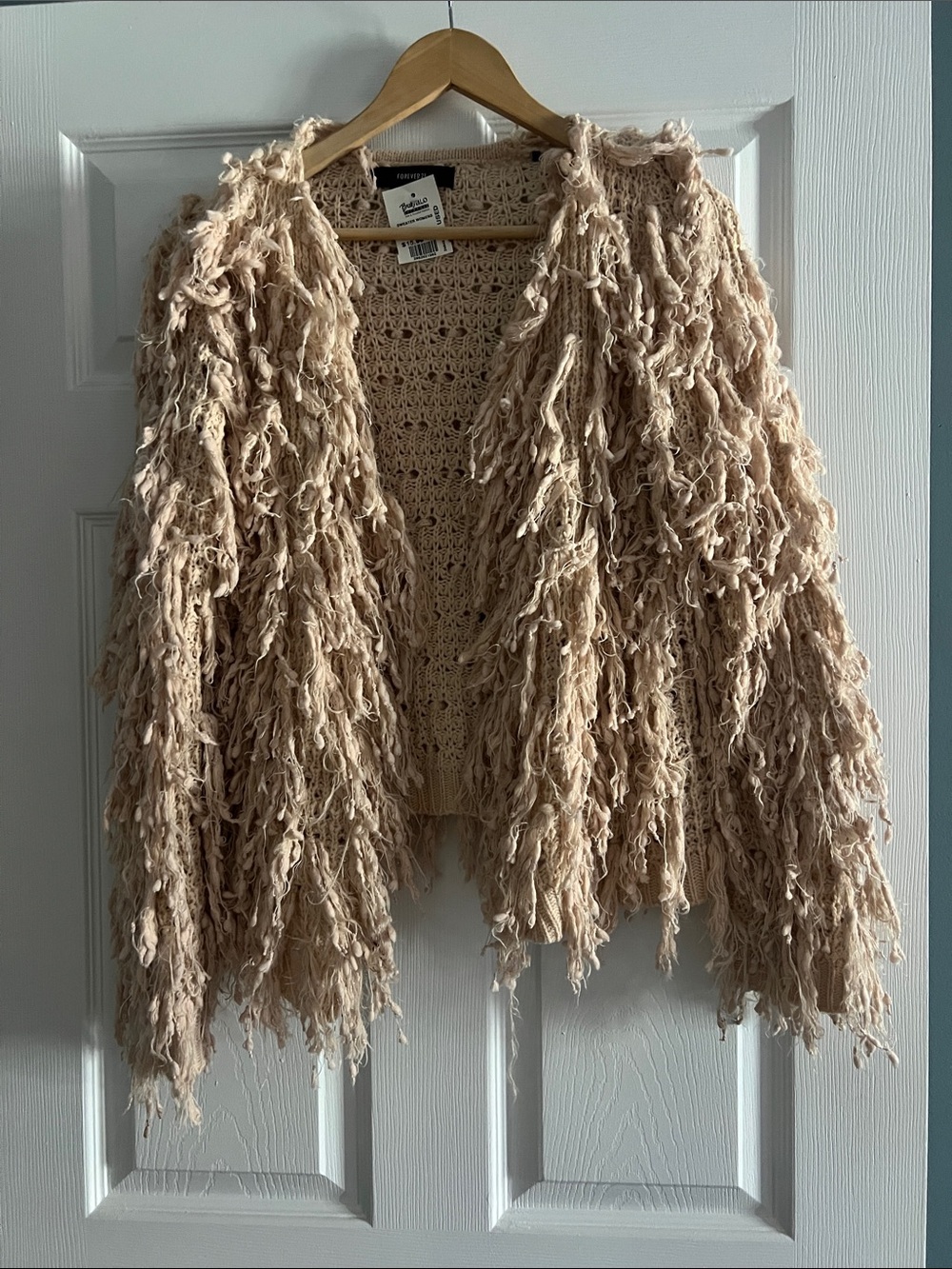 Pink Shaggy Open-Front Teddy cardigan